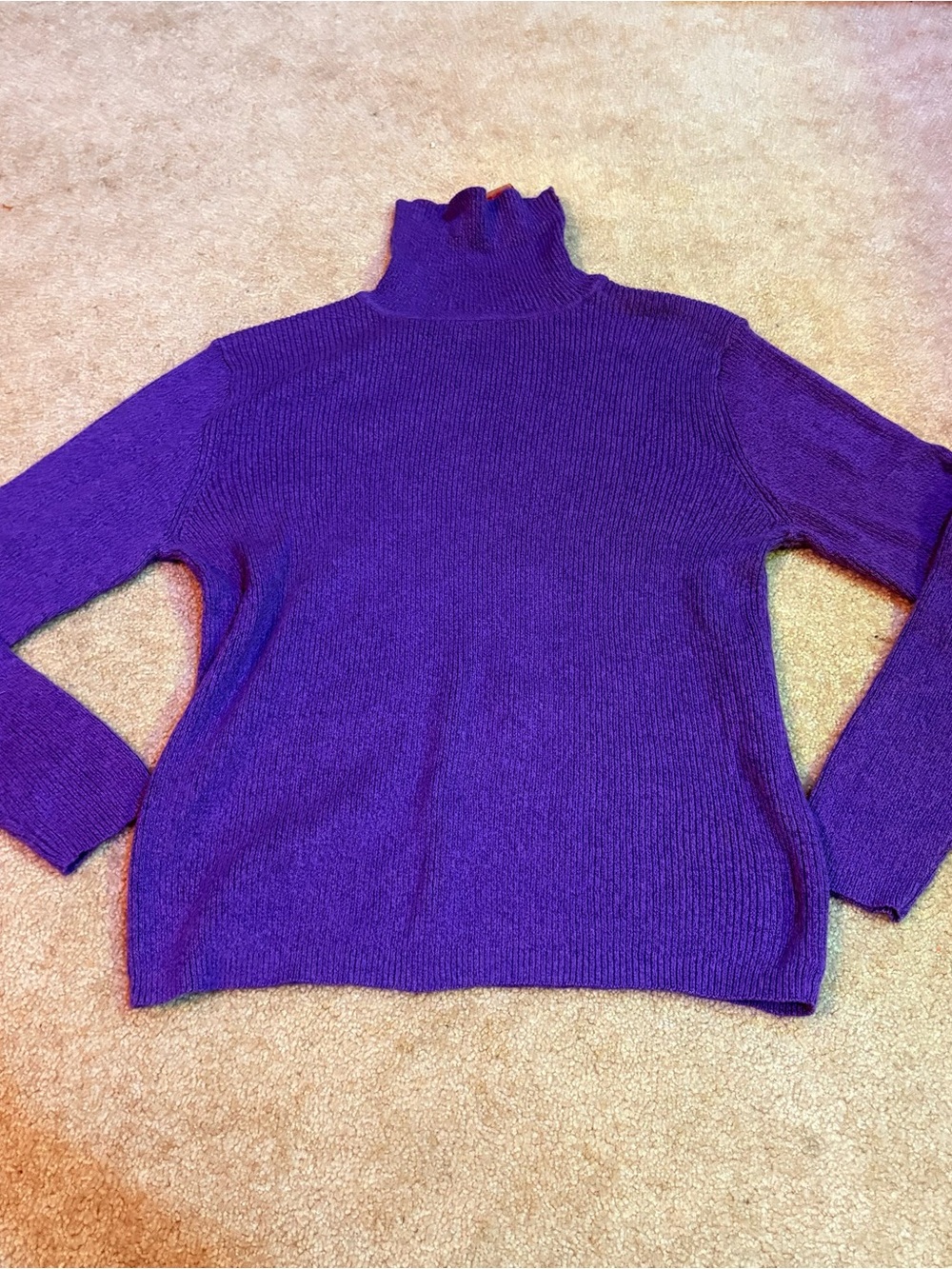Northcrest Purple Ribbed Turtleneck Sweater